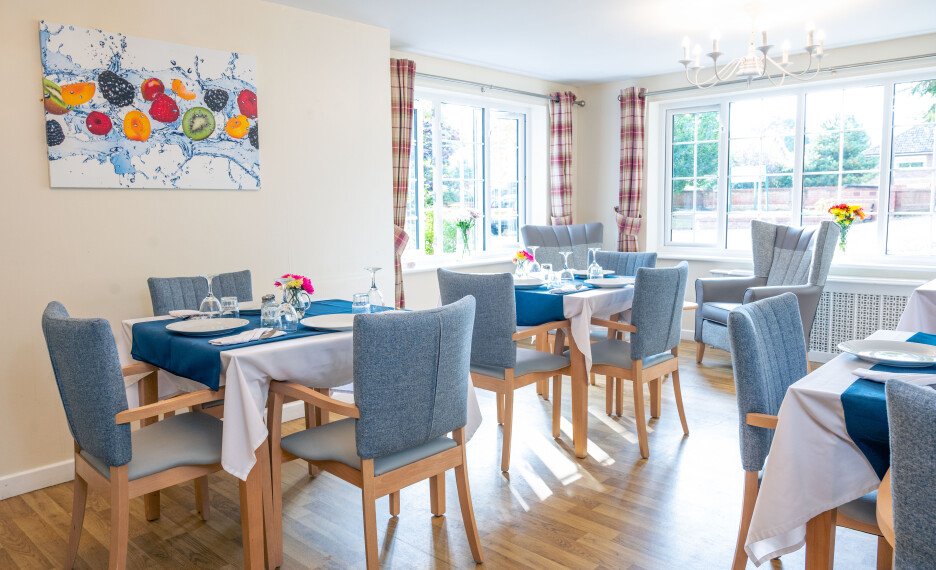 Take in the stunning view of the dining area at Heron Lodge premium care home