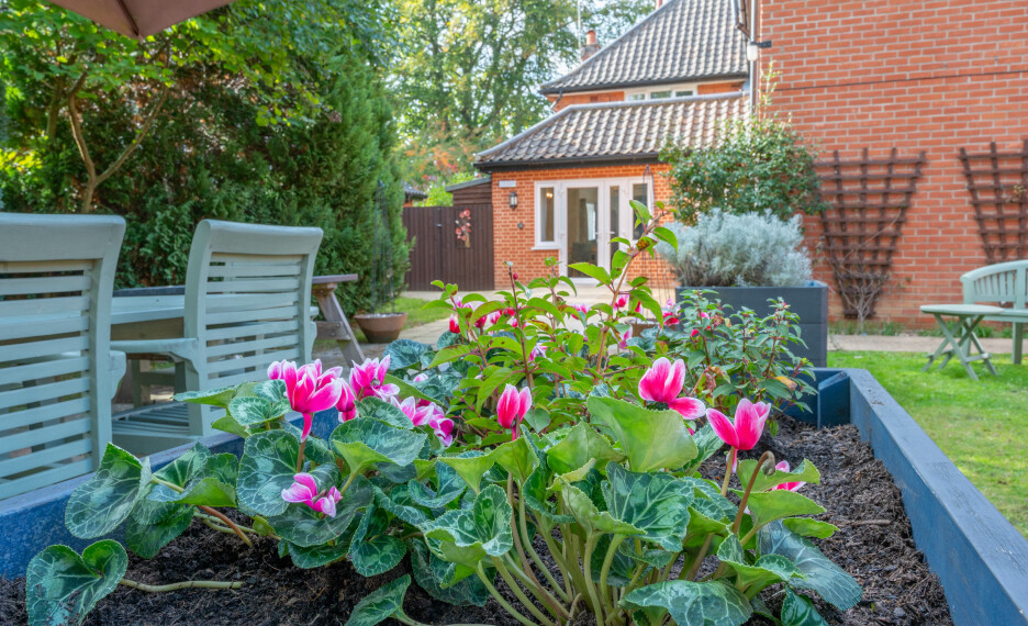 Relax and enjoy the beautiful garden view at Heron Lodge Nursing Homes, located in Wroxham