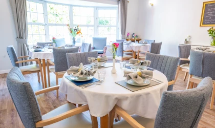 Take in the stunning view of the dining area at Lilac Lodge Luxury Residential Care Homes.