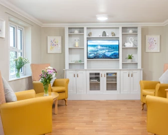 Relax and enjoy the beautiful view of the living room at our luxury care home in Woolverstone, Spring Lodge