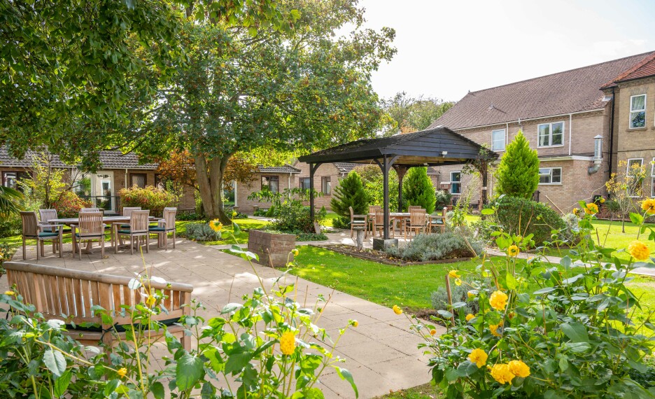 Relax and enjoy the beautiful gardens at Thorp House Luxury Nursing Homes, located in Thetford